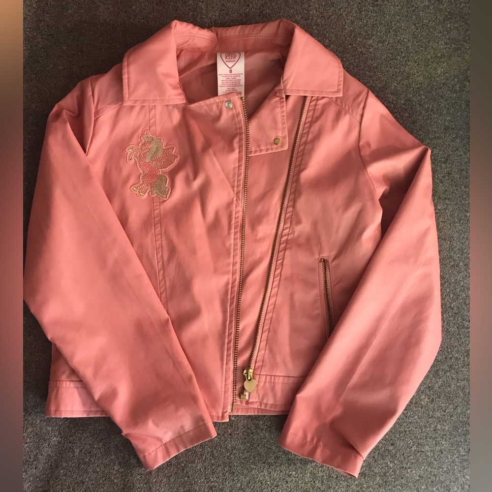 Faux Pink Leather jacket Like new Size 8